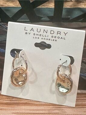 Laundry By Shelli Segal Shiny Gold Linked Hoop Earrings
